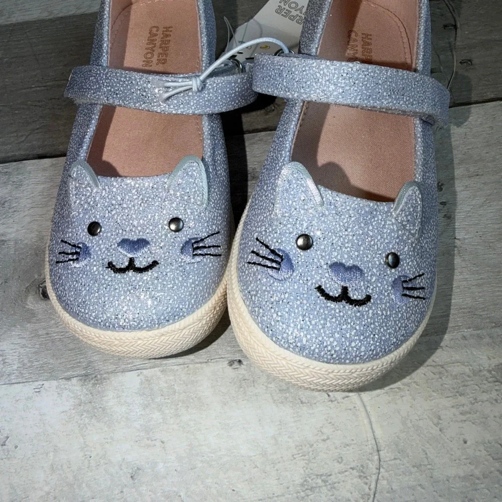 Harper Canyon Girls Blue Glitter Cat Mary Jane Flats HCKITTYCAT-PU Size 10 NEW